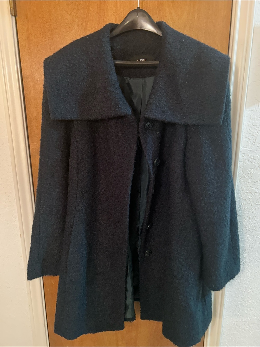 Alfani Women's Dark emerald Wide-Collar Pea Coat. XL